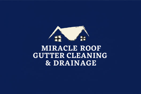Logo for Miracle Roof Gutter Cleaning & Drainage on a dark blue background